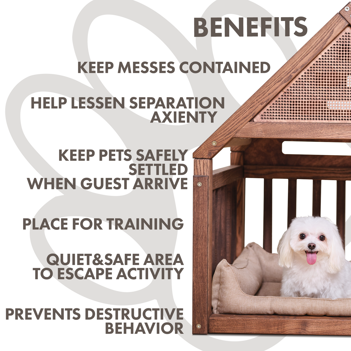 Wooden Dog Сage House with Cozy Pillow