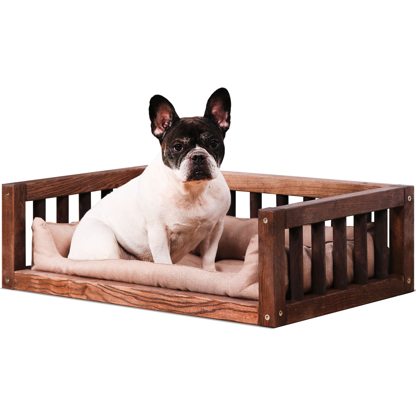 Wooden Dog Bed with Pillow