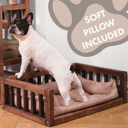 Wooden Dog Bed with Pillow