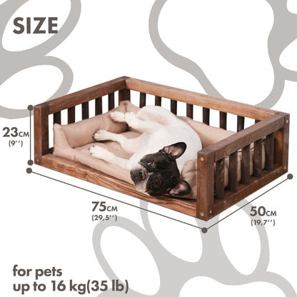 Wooden Dog Bed with Pillow