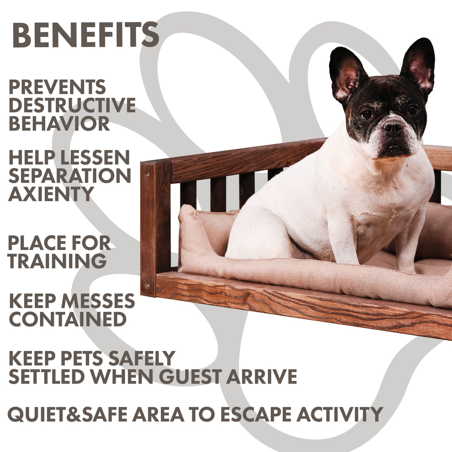 Wooden Dog Bed with Pillow