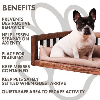Wooden Dog Bed with Pillow