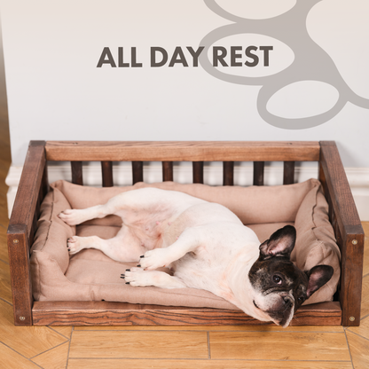 Wooden Dog Bed with Pillow